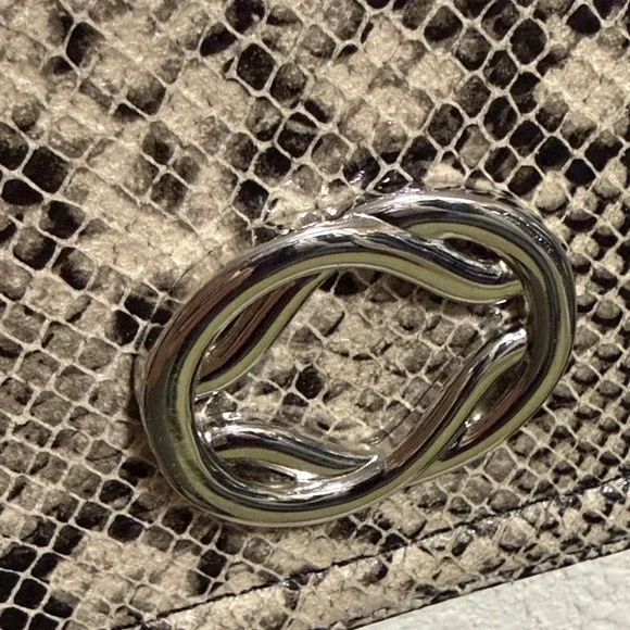 Topshop Finley Faux Snakeskin Baguette Shoulder‎ Bag Grey Black Snake Print - Picture 7 of 16